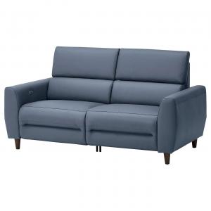 2-местный диван с электрическим реклайнером RULLERUM IKEA, lekungen темно-синий