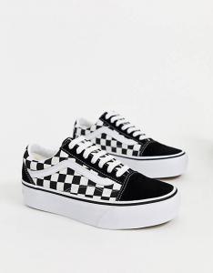Черно-белые кроссовки на платформе Vans Checkerboard Old Skool