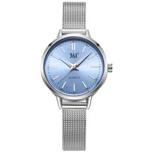 361° Часы женские White Moonlight Collection с кварцевым механизмом и металлическим ремешком, серебристый циферблат
