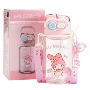 Пластиковая бутылка для воды с трубочкой 600 мл Sanrio, розовый my melody