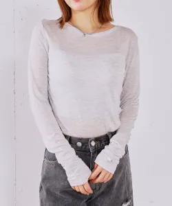 Прозрачный трикотажный топ с круглым вырезом Archives, цвет Gray