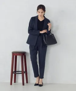 Пиджак приталенного кроя из меланжевого трикотажа и нейлона с вискозным понте, пригодный для стирки Comme Ca Ism, цвет Navy