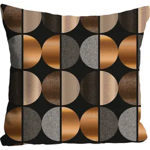 Декоративная подушка queence Charlie, наволочка, круги, формы, бронзовый цвет, геометрический, абстрактный, элегантный Queence, Grau/braun/altgoldfarben + bedruckt