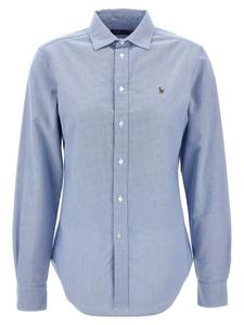 Рубашка с вышивкой логотипа POLO RALPH LAUREN, светло-голубой