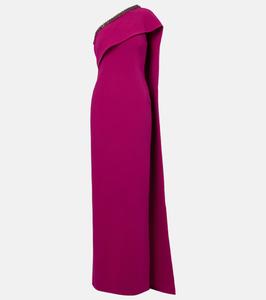 Платье из крепа сатина и отделкой в виде пелерины Roland Mouret, Dark Pink