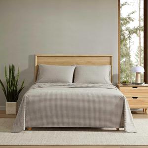 Комплект постельного белья Eddie Bauer (полный комплект): свежие и охлаждающие простыни из натурального гладкого хлопкового перкаля; в комплекте также наволочки и простыня на резинке с глубокими карманами (цвет Harrison Brown), Harrison Brown