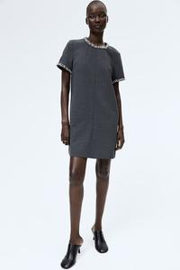 Платье с жемчужным декором H&M, серый
