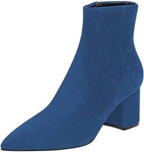 Женские элегантные ботильоны FSJ с заостренным носком, массивным каблуком и боковой молнией, формальная свадебная обувь, размер США 4-15, Blue Suede