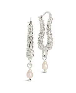 Серьги-Кольца Sylvie с каплевидным культивированным пресноводным жемчугом золотистого или серебристого оттенка Sterling Forever, silver