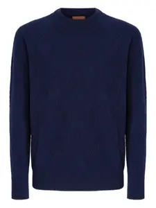 Свитер с круглым вырезом и узором «елочка» Missoni, синий