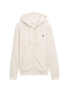 Толстовка с капюшоном на молнии TOM TAILOR DENIM Zip-Up Hoodie, натуральный белый