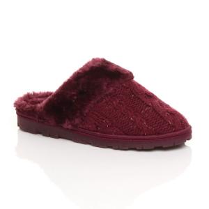 Блестящие вязаные тапочки на плоском каблуке-мюле AJVANI, красный