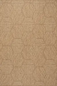 Геометрический коврик для дома и улицы Wynette nuLOOM, 152x244 см, светло-коричневый