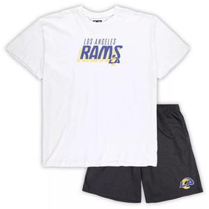 Мужской комплект из футболки и шорт Concepts Sport белый/темно-серый Los Angeles Rams Big & Tall