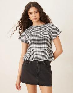 Топ свободного кроя с оборками ASOS DESIGN в черную клетку