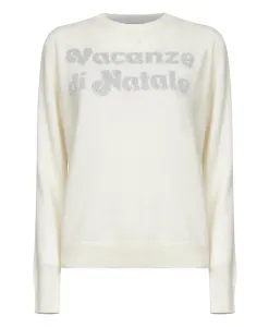 Праздничный свитер с надписью из люрекса Mc2 Saint Barth, бежевый