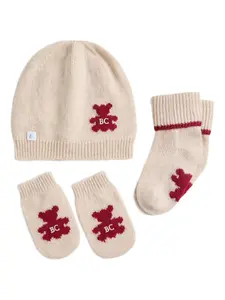 Шапка-бини Bernie (набор из трех штук) Brunello Cucinelli Kids, нейтральный