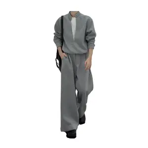 Повседневная спортивная одежда Unisex с воротником стойкой Moderate X1617, серый top+серый pants