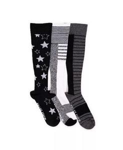 Комплект из 3 женских компрессионных хлопковых носков до колена MUK LUKS, черный