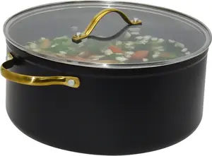 Кастрюля 4,7 л со стеклянной крышкой, универсальная, газовая/индукционная, алюминиевая Silesia Emalia