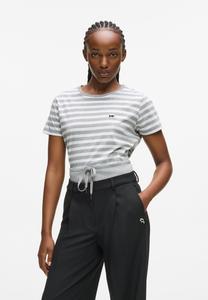 Футболка KARL LAGERFELD IKON STRIPE, White-Grey-Stripe/Light Grey