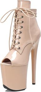 Женские ботильоны для танцев на шесте WUXIN H&P, 8 дюймов, экзотические, на шнуровке, с платформой, зеркальные, на шпильке, Nude