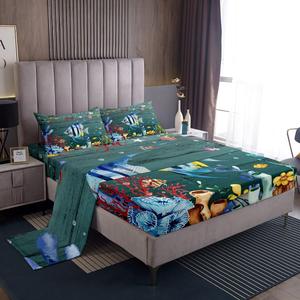 Erosebridal Детский комплект постельного белья Angelfish с морским принтом, подводный мир, тропический декор, Multi 16