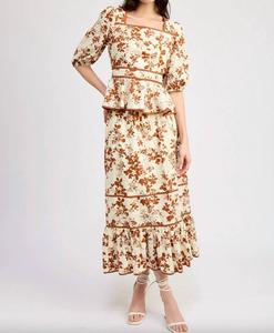 Юбка макси с оборками Emilia в цвете Off White Rust En Saison