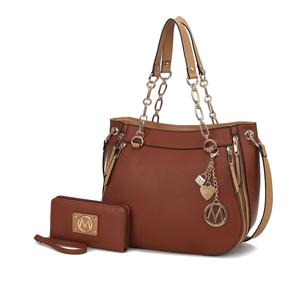 Комплект из женской сумки через плечо и кошелька Lina от Mia K MKF Collection By Mia K., цвет cognac beige