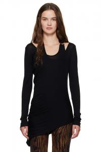 Ребристая скрученная футболка с двойным слоем и проймами Jean Paul Gaultier, черный