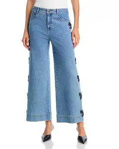 Джинсы Betsy с высокой посадкой и бантом из страз, цвет «голубая дымка/сапфир». Cinq À Sept, синий