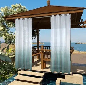 Шторы из вуали с градиентом светло-голубого цвета - Шторы из полувуали с градиентом и люверсами сверху, комплект из 2 шт., длина 137 × 244 см ele eleoption