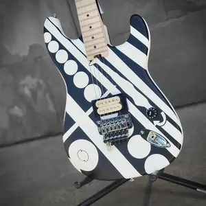 Серия EVH Striped Circles, гриф из клена, белый и черный, с чехлом