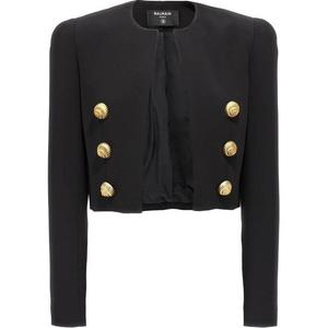 Куртка укороченная с детализированными пуговицами BALMAIN, черная