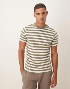 Футболка ASOS DESIGN в оливково-бежевую полоску