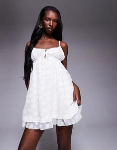 Мини-платье Princess Polly с цветочной аппликацией и завязкой спереди, белое