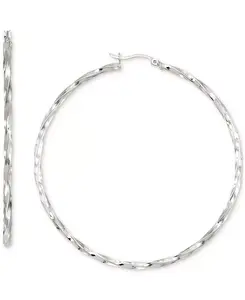 Серьги-Кольца Twist из стерлингового серебра с покрытием из 14-каратного золота или стерлингового серебра (60 мм) Macy'S, silver