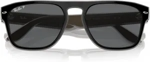 Солнцезащитные очки Ray-Ban RB4407 квадратной формы, Black/Light Grey Transparent/Dark Grey Polarized