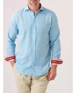 Мужская хлопковая рубашка с длинными рукавами из льна Koy Clothing, синий