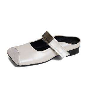 JIUXINGDAO Женские тапочки с закрытым носком на резиновой подошве, устойчивые к истиранию металла, экрю, цвет Ecru