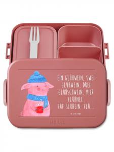 Mr. & Mrs. Panda Ланч-бокс с изображением поросенка и глинтвейна, надписью пастельно-красного цвета