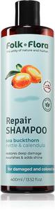 Облепиховый восстанавливающий шампунь для поврежденных и окрашенных волос Folk & Flora, 400 мл