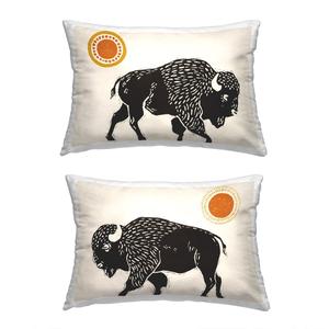 Полушки с принтом Stupell Industries Bison & Sun Nature 14 x 20 2 шт, белый/черный