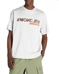 Футболка с коротким рукавом и логотипом Moncler, слоновая кость/кремовый