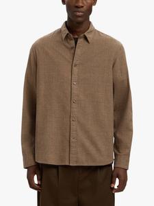 Текстурированная рубашка Noah Cotton Regular Fit Selected, Demitasse
