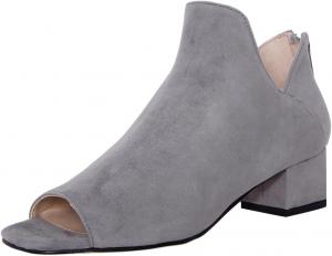 Женские модные ботильоны Miss Left с открытым носком, застежкой-молнией сзади, удобные, на низком устойчивом каблуке, повседневные ботинки для прогулок, размеры 4-16 US, Grey