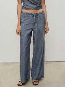 Широкие брюки Mery Cotton в полоску Mango