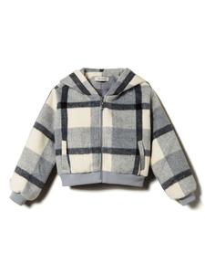 TWINSET Kids клетчатая куртка с капюшоном, серый