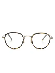 Очки в круглой оправе черепаховой расцветки Oliver Peoples, золотой