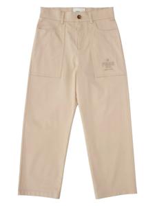 Брюки с вышитым логотипом Fendi Kids, нейтральный